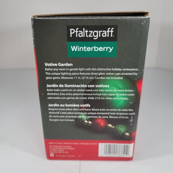 Pfaltzgraff Winterberry Christmas Holiday Votive Garden Set 3 Glass Candle Holde - Picture 5 of 9